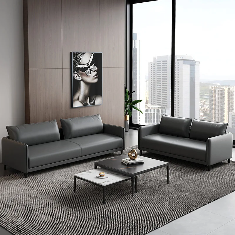 

Офисный диван, простой деловой журнальный столик, комбинированный набор, маленькая квартира, приемная, современный гостевой двойной три