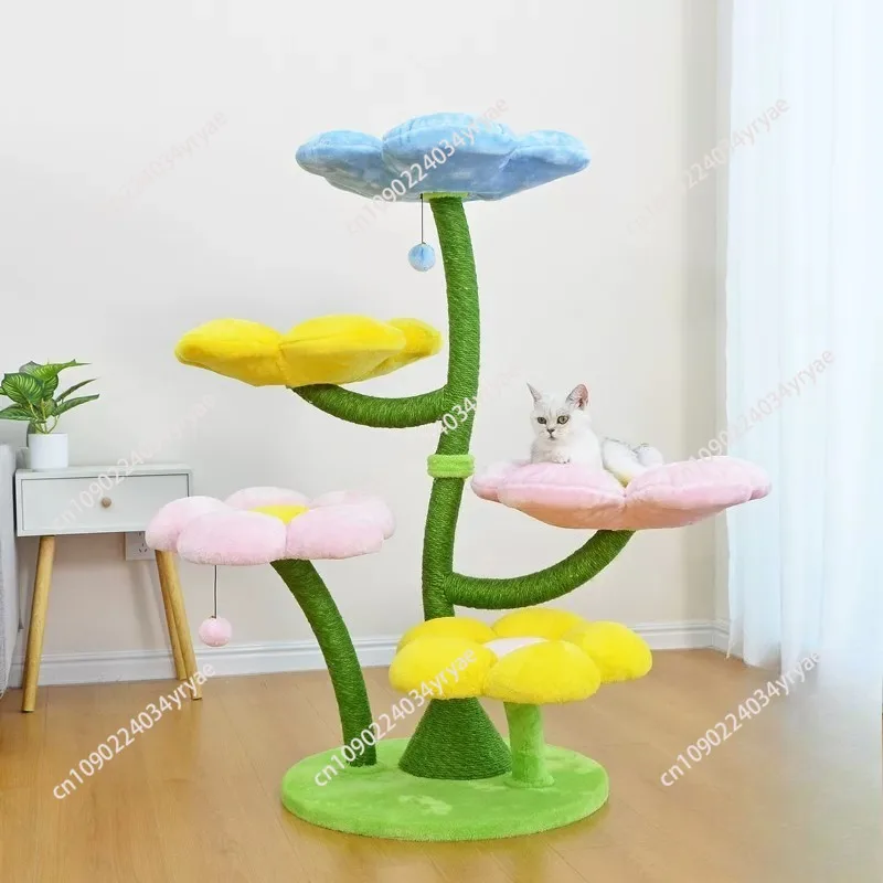 Tiger Flower Cat Climbing Frame Cat Nest Shelf  Sisal Cat Scratching Post Pet Toy