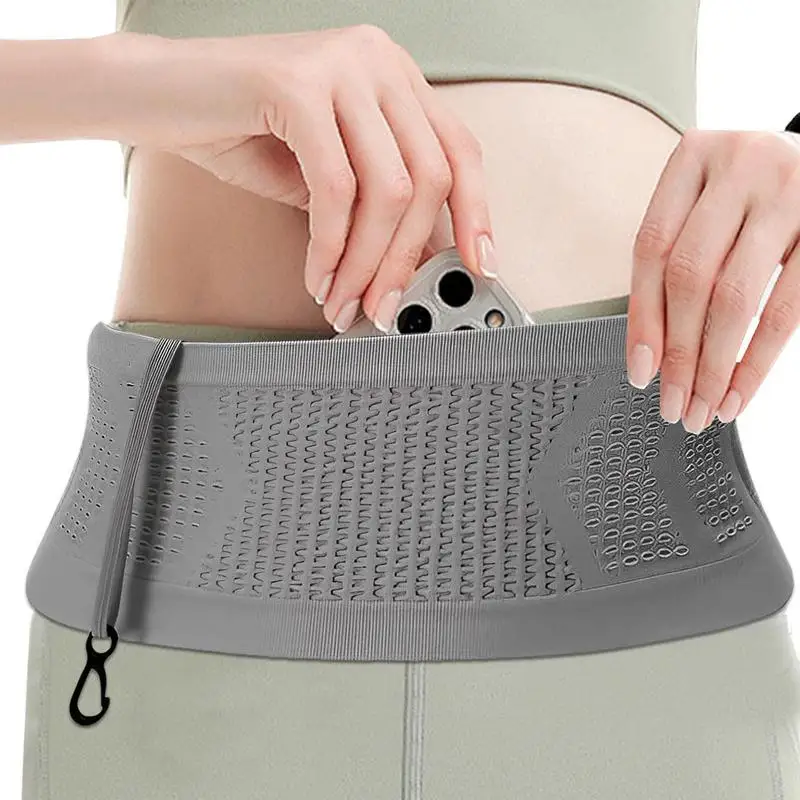 

Multifunctional Knit Breathable Concealed Waist Bag Slim Thin Waist Pack With Hanging Hook Lightweight Packet For Riding Fitness