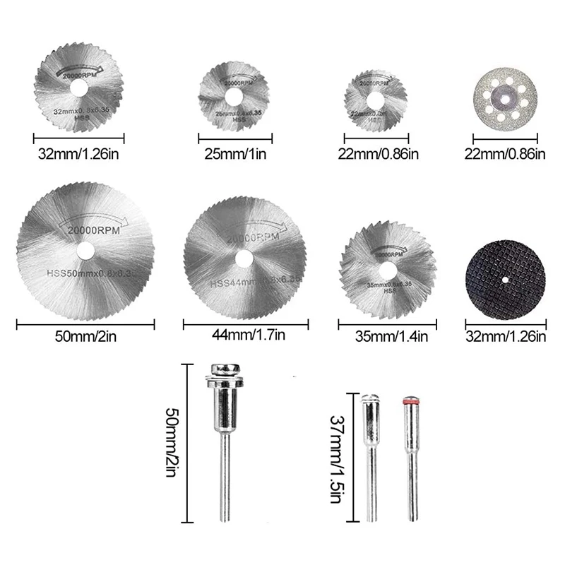 32 шт., набор пильных полотен HSS, мини-циркулярная пила для вращающихся инструментов Dremel, отрезные диски из смолы, алмазная резка