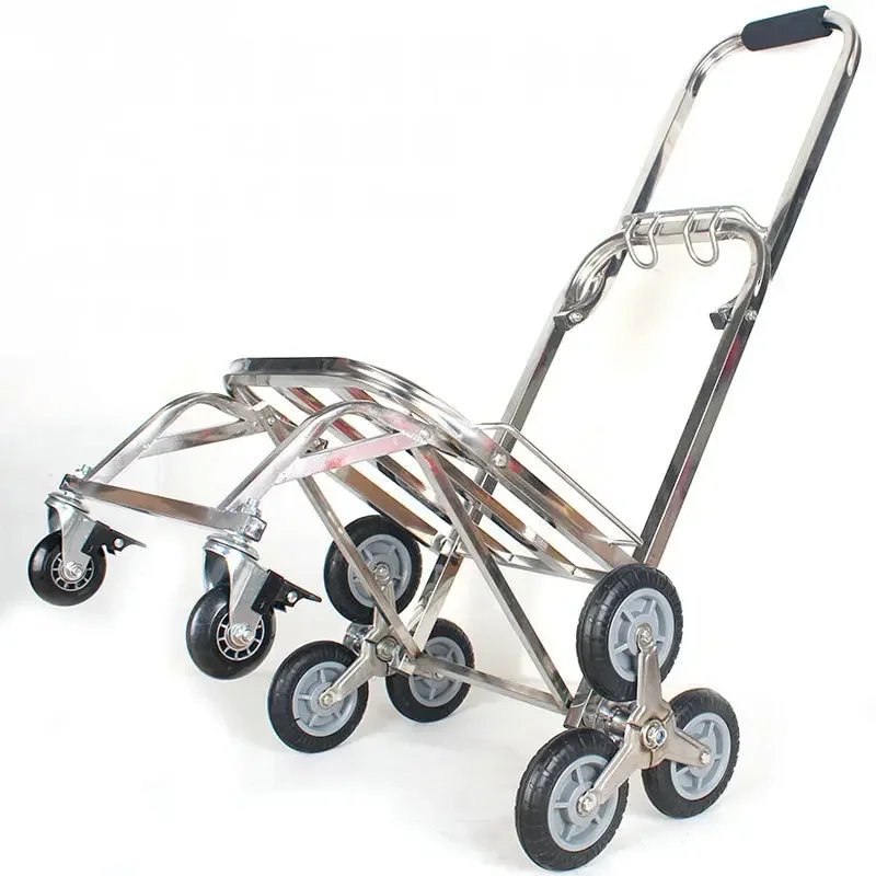 

Stainless Steel Stair-SlimTrolleybing Luggage Cart, Folding Portable Hand Truck Dolly, Eight-Wheel
