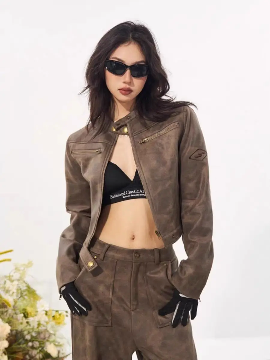 Bomber Jackets Womens Jacket Red Autumn Minimalism Chamarras Jaqueta Mujer Lana Spanish Style Latin American Trending Popular OL