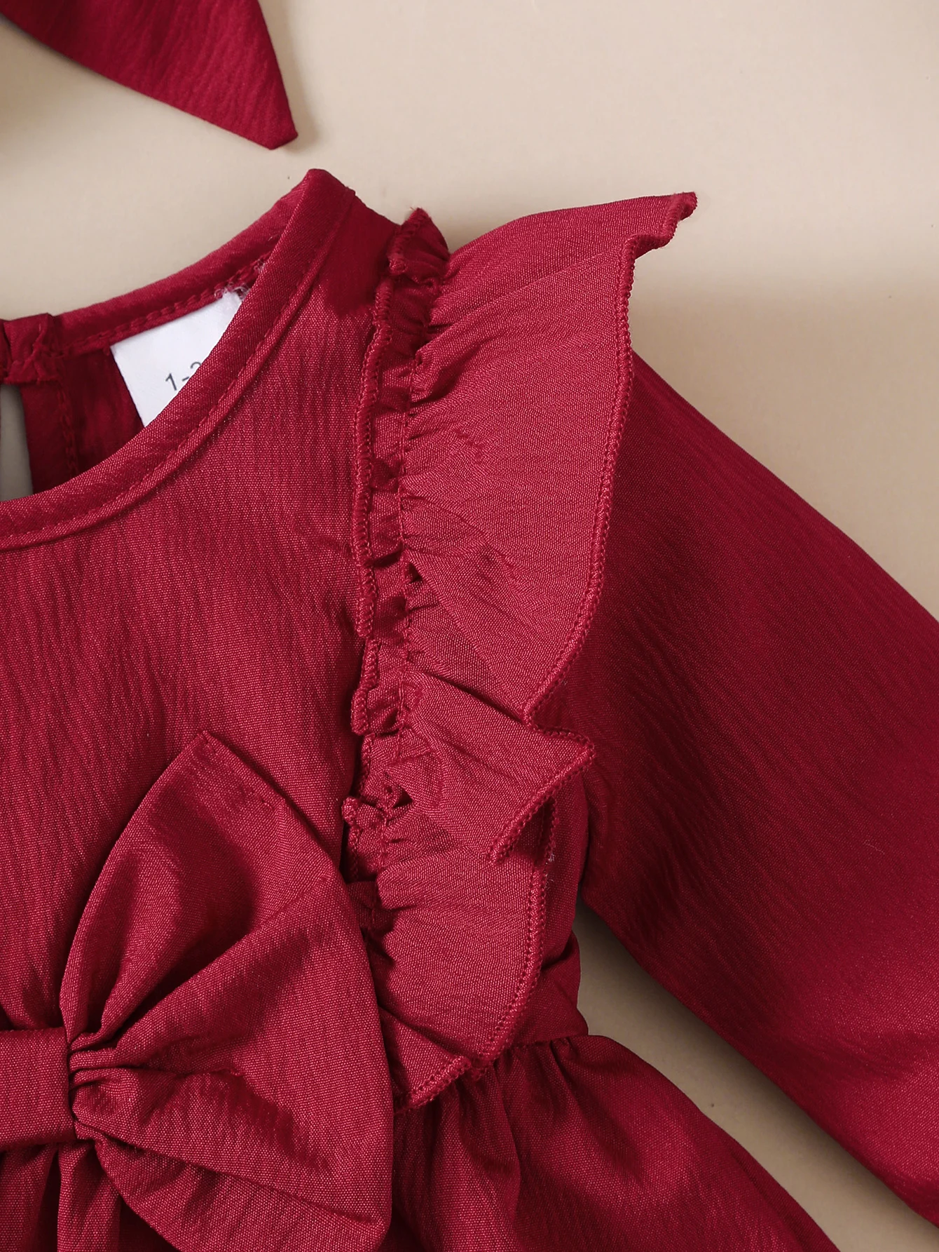 فستان خريفي للفتيات الصغيرات بحواف وفيونكة مكشكشة، فستان بأكمام طويلة + عصابة رأس لعمر 0-18 شهرًا، زي حفلات الأعياد للفتيات الصغيرات اللطيفة