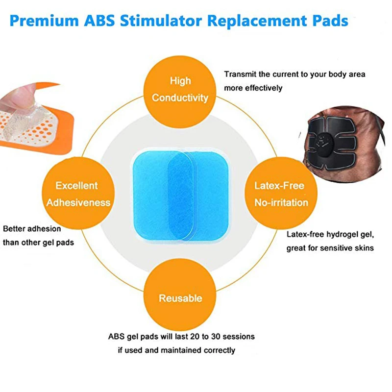 100/50Pcs Replacement ABS Gel Pads EMS Abdominal Muscle Stimulator Hydrogel Gel Patch Fitness Abdomen Massage Trainer Sticker