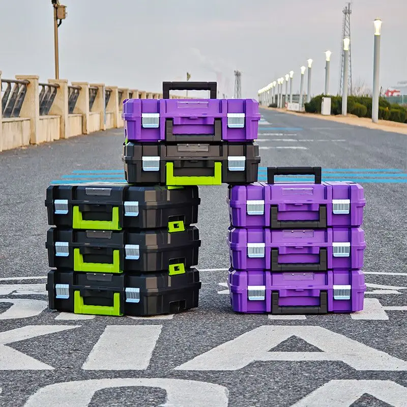 Portable Stackable Tool Storage Box Vehicle-mounted Secure Latches Tool Case Large Capacity Home Workshop Tools Packaging