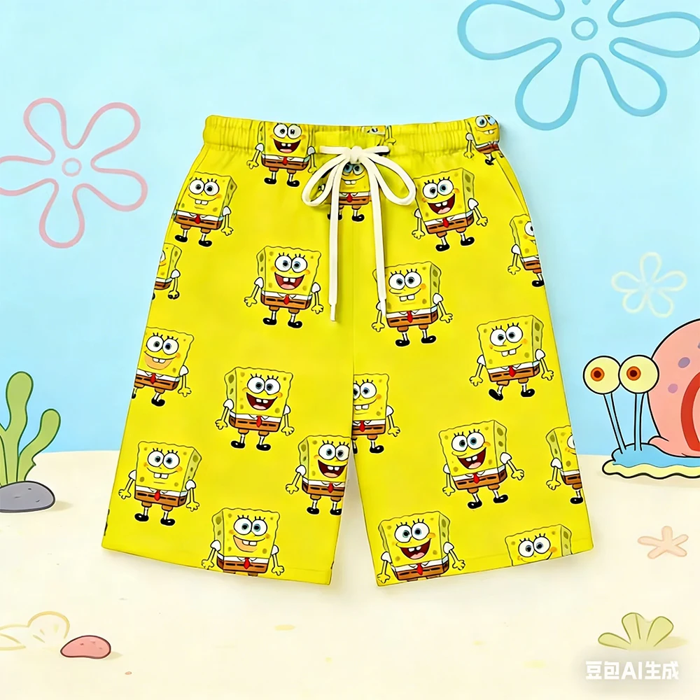

Summer New Spongebob Squarepants Men's Casual And Comfortable Sports Shorts Oversized Breathable Quick Drying Basketball Shorts