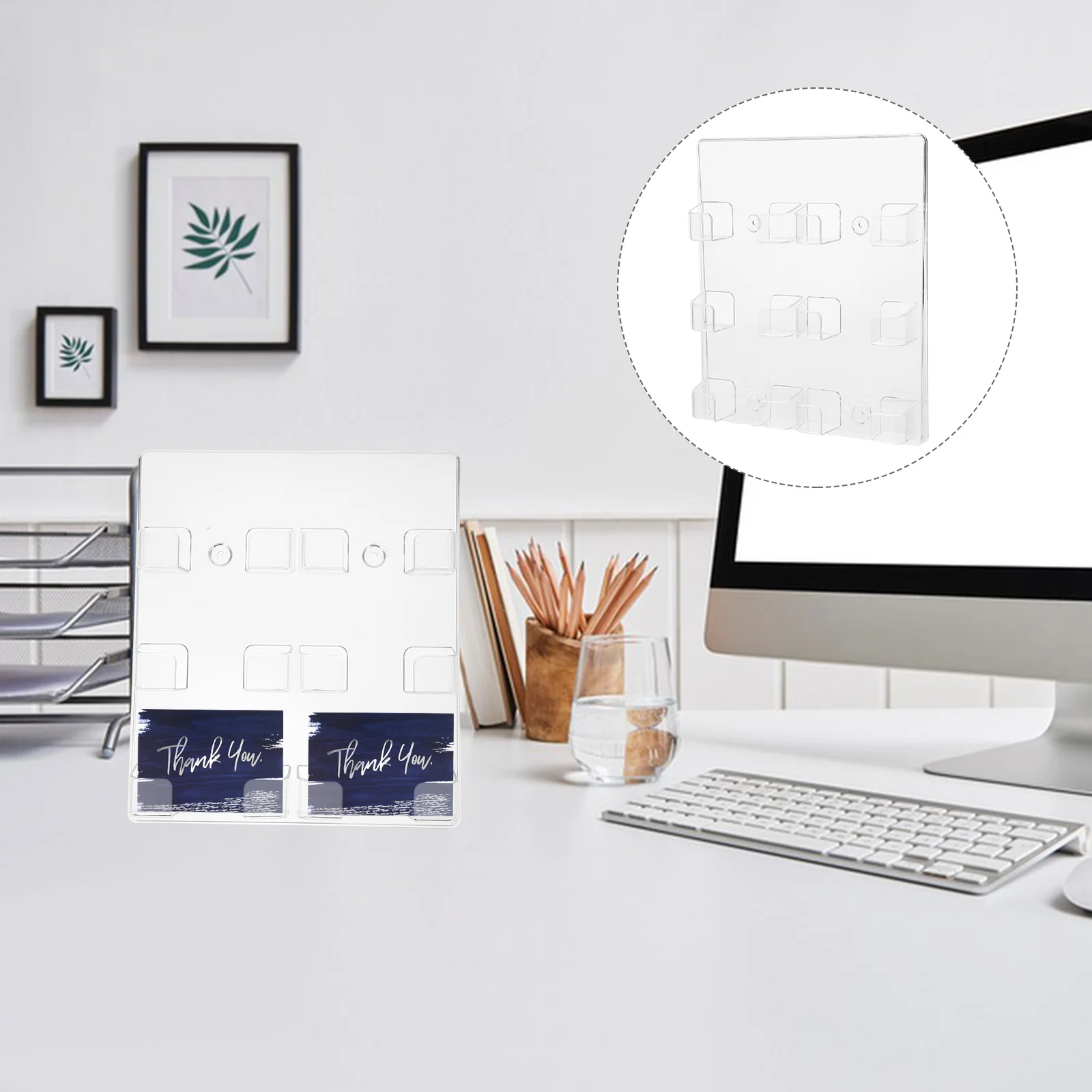 Visitenkartenetui Basiskarten Display Ständer Halter Desktop Storage Rack Organizer Glas für Büro