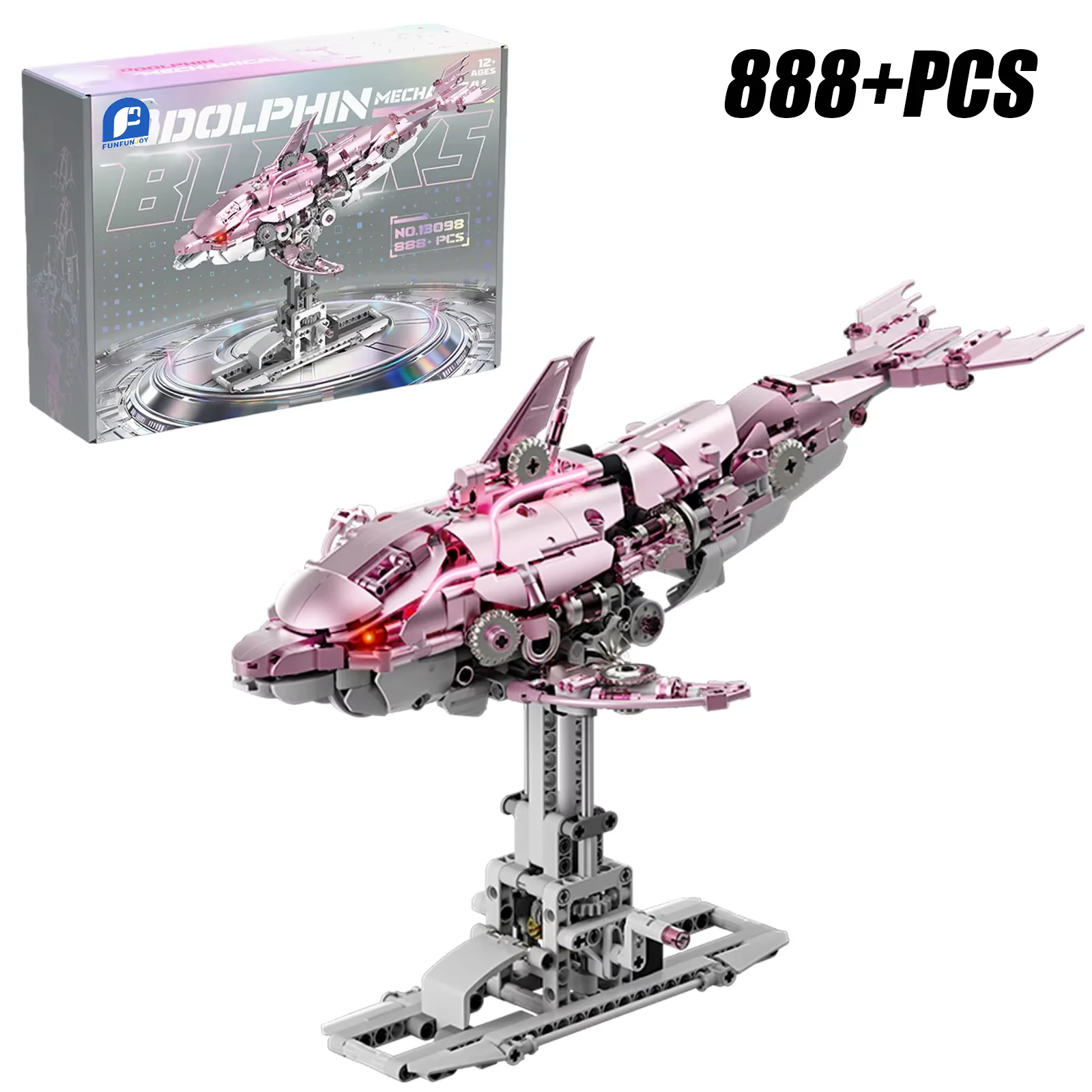 

MOC 888 + шт., строительные блоки с розовым дельфином, серия животных, моторизованная развивающая игрушка, Рождественский подарок для детей и взрослых