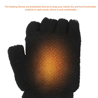 Heated Fingerless Gloves Usb Winter Black Hand Warming Double-sided Heating Thermal Mitts for Outdoor Manual Knitted