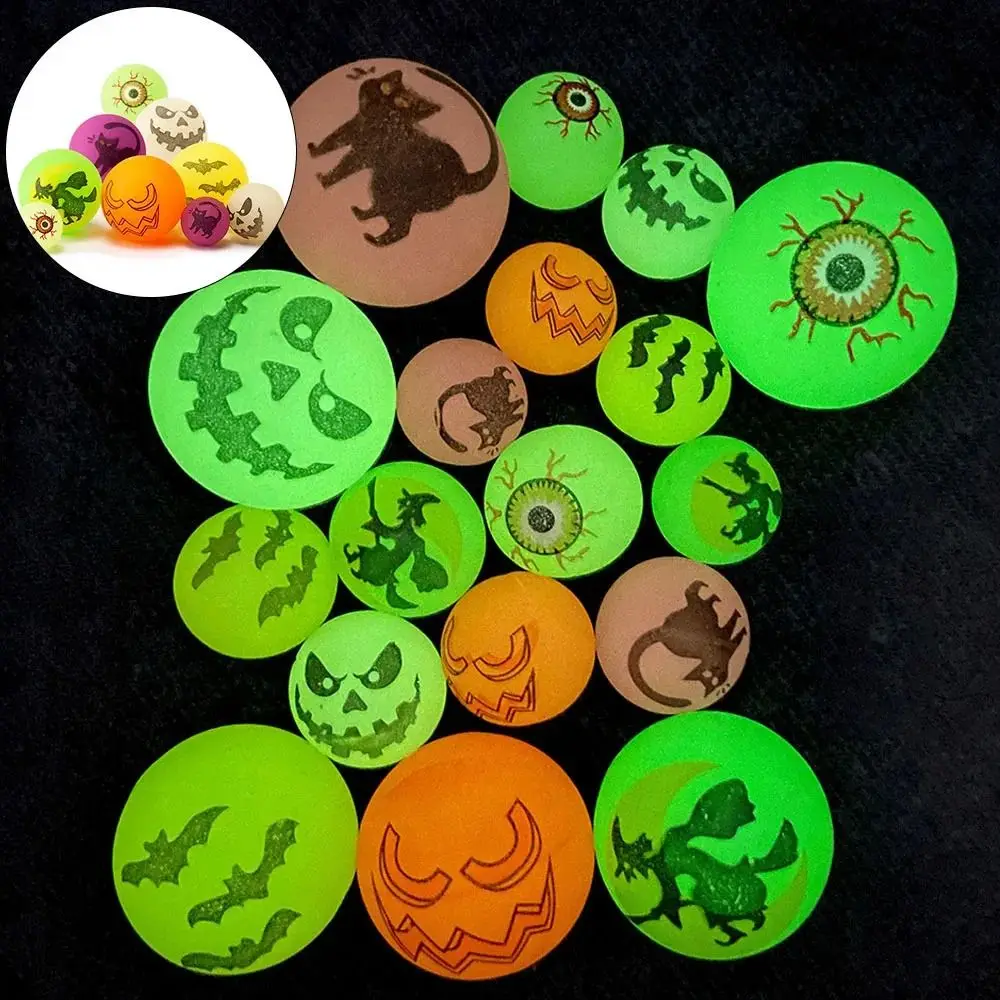 10 Stück/Set im Dunkeln leuchtende Halloween-Hüpfbälle, gruselige 32-mm-Hüpfbälle, lustige, dehnbare Augäpfel, leuchtende Hüpfbälle, Geschenke