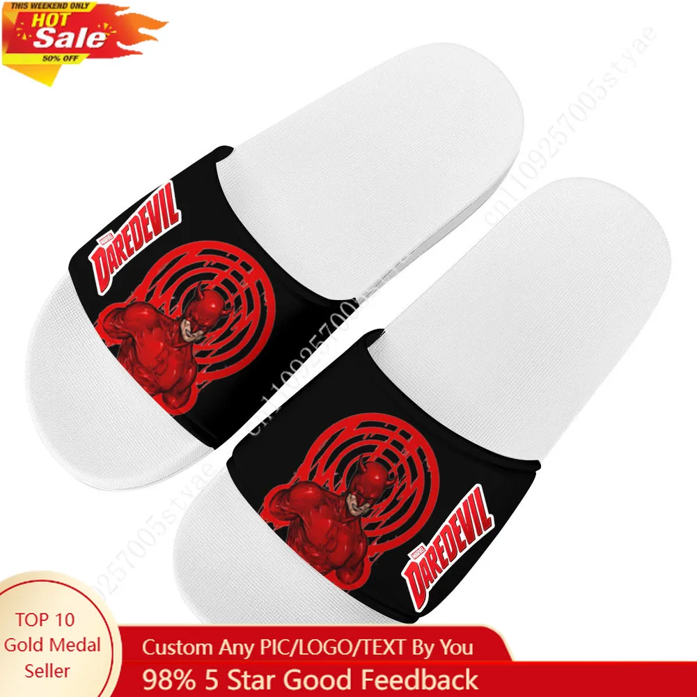 

​Marvel Daredevil DD Logo Print Slippers Mens Womens Summer Custom Sandals Lightweight Casual Slide Sandals