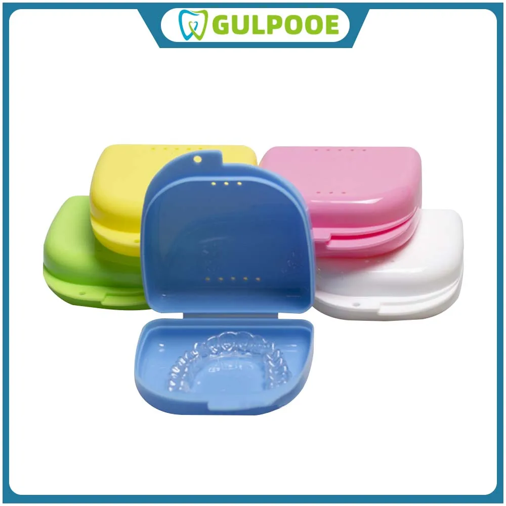 

GULPOOE Dental Orthodontic Plastic Box Denture Tray Teeth Retainer Storage Box Braces Retainer Case Vent Holes Teeth Accessories