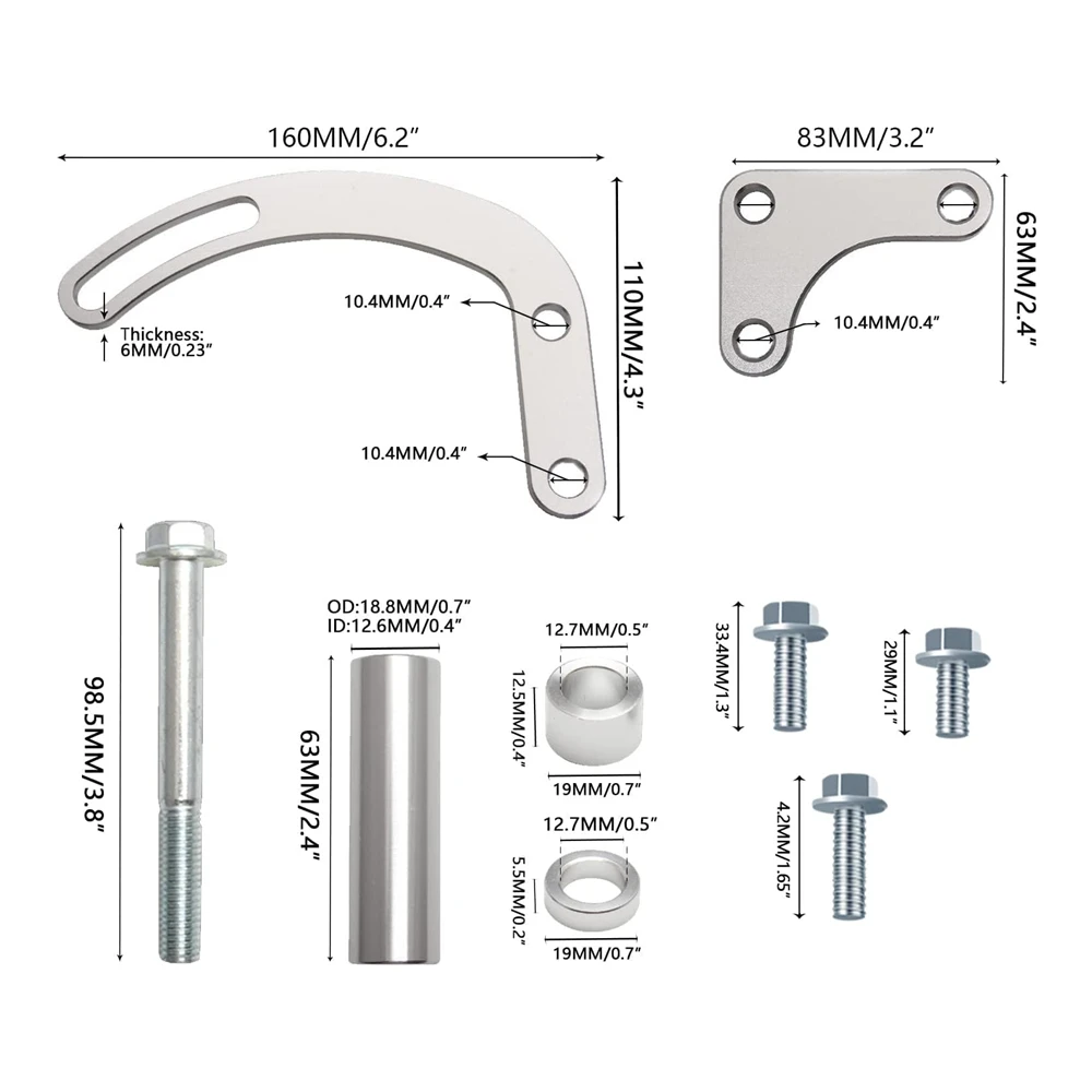 

For SBC Power Steering Pump Bracket, Adjustable 551522 for Chevy 350 Small Block LWP Long Water Pump