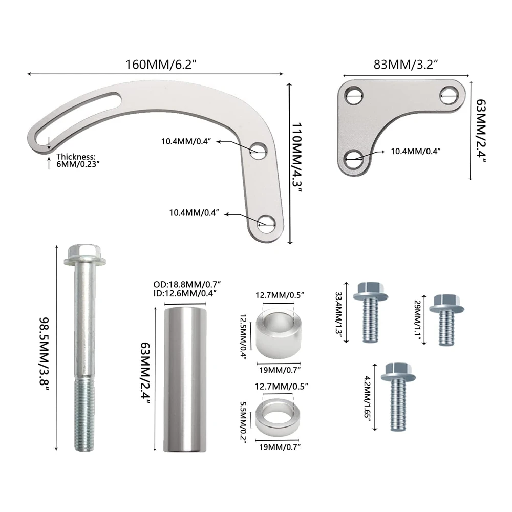 ​For SBC Power Steering Pump Bracket Adjustable 551522 For Chevy 350 Small Block LWP Long Water Pump