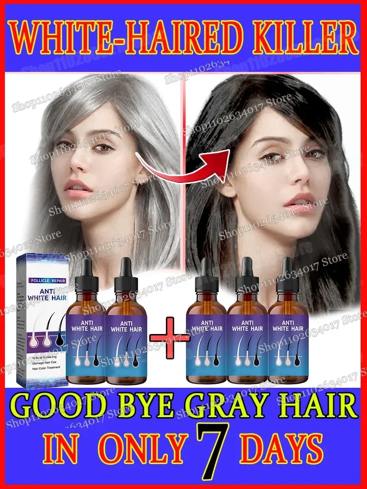 Anti-grey hair essence Serum treatment restore naturalcolor and restore healthy White To Black hair products essence