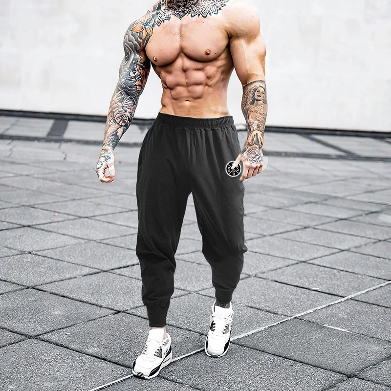 Alta qualidade ginásio musculação fitness workout sweatpants masculino casual treinamento ao ar livre ultra-fino calças compridas respirável