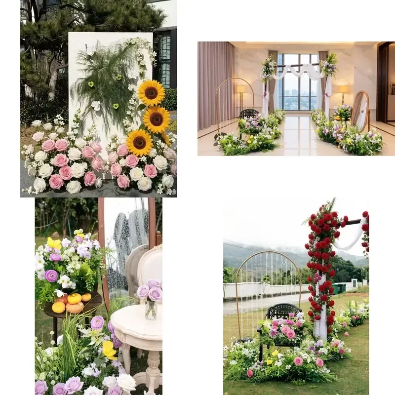 Artificial Wedding Floral Arrangement Romantic Party Stage Background Decoration Event Banquet Landscape
