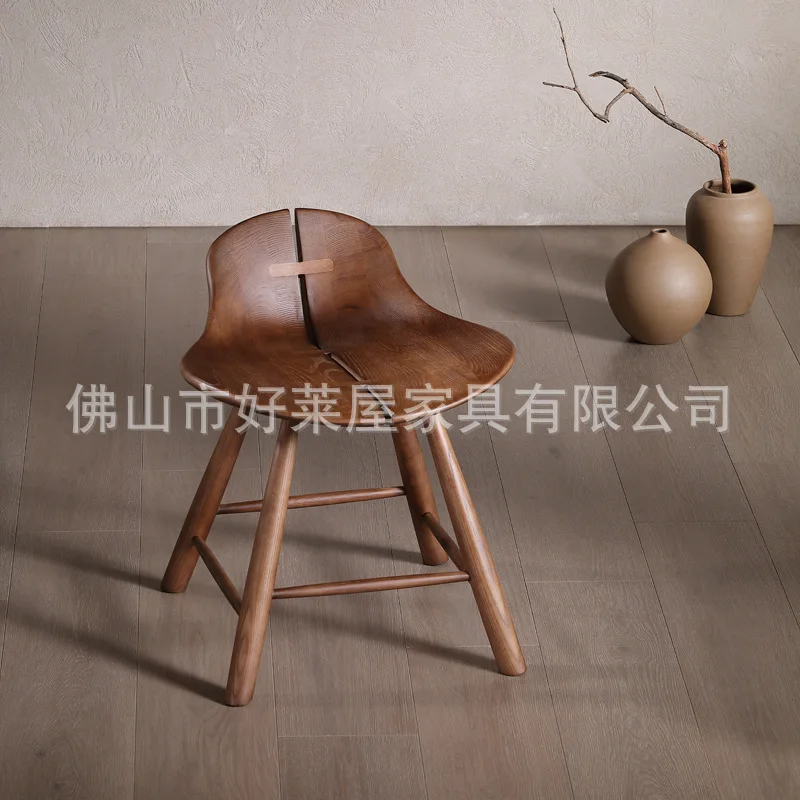 Taurus stool/wabi sandy wind solid wood dining chair stool living room balcony stool