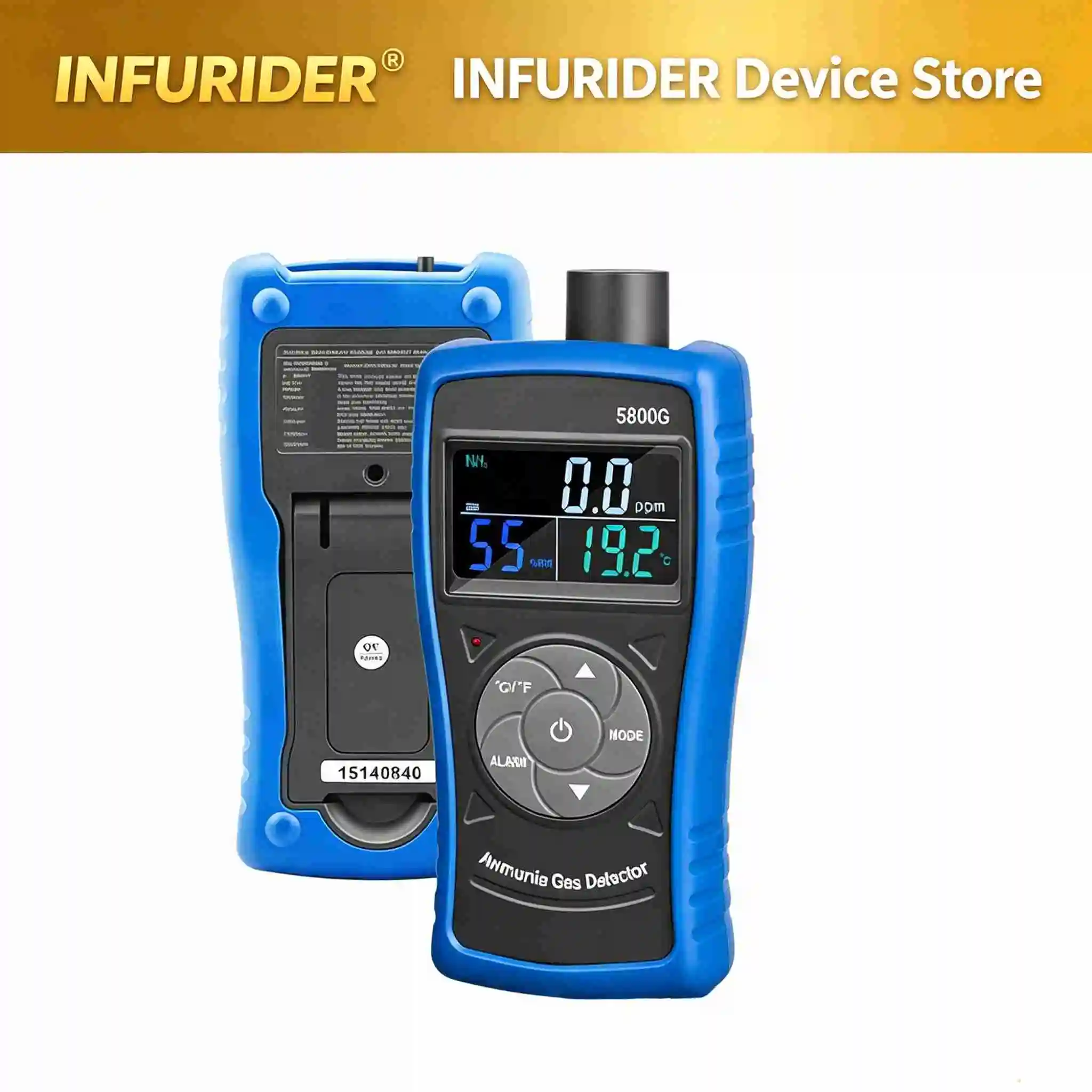 5800G Portable Ammonia Gas Detector 0-100ppm NH3 Monitor High Precision Electrochemical Sensor Dual Alarm for Farms Poultry