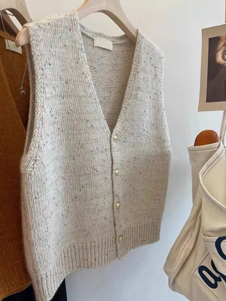 

V-Ne однотонный вязаный жилет женский Faion Slim Fit Svel верхняя одежда многослойный кардиган для поездок на работу с пуговицами