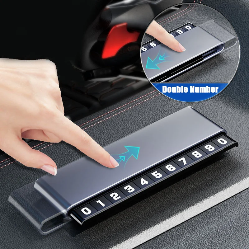 Double Number Car Temporary Parking Number Plate Aluminium Alloy Material Slide Adjustable Car Parking Plate Car Supplies