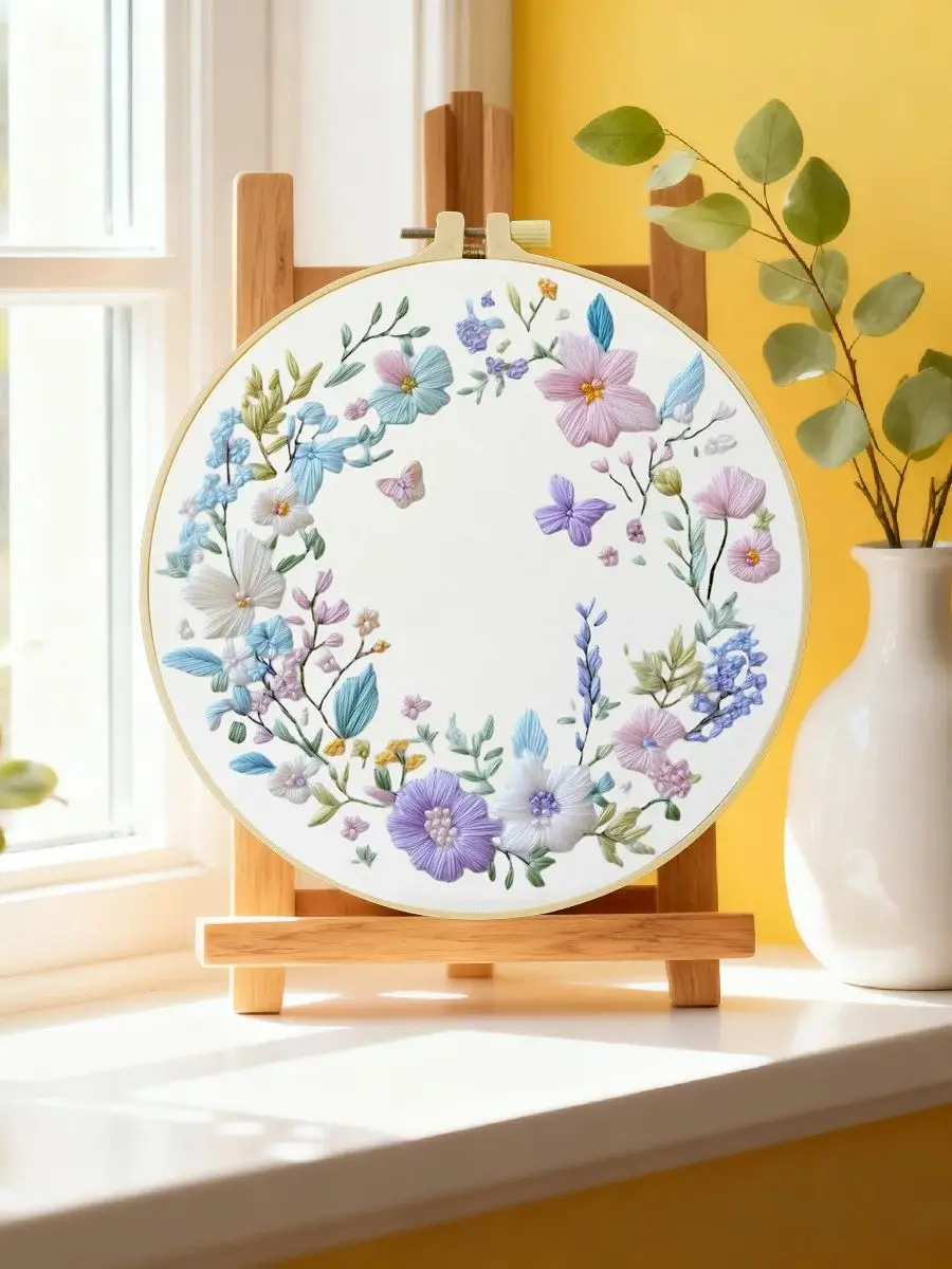 1 Stück 20X20CM/15X15CM 7,87/6,3 Zoll Blumen-Stickerei-Starter-Kit DIY-Kit DIY-Stickerei-Set Handarbeiten Heimdekoration Malerei – Detail 6