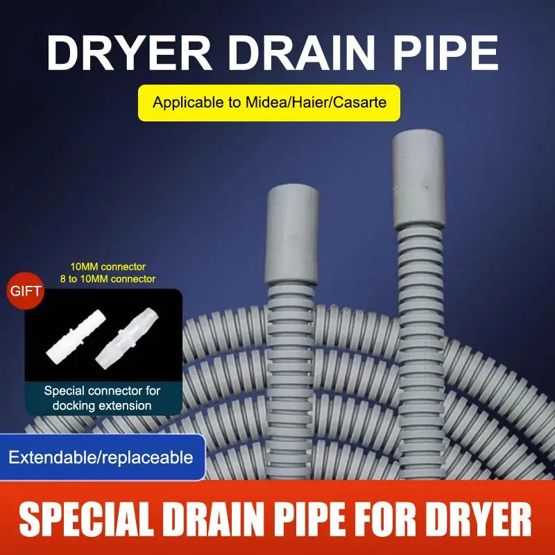 Laundry Dryer Repair Supply 10mm Drain Extension Pipe Multiple Sizes With Adapter For Midea Haier Siemens Dryer Replacement Hose