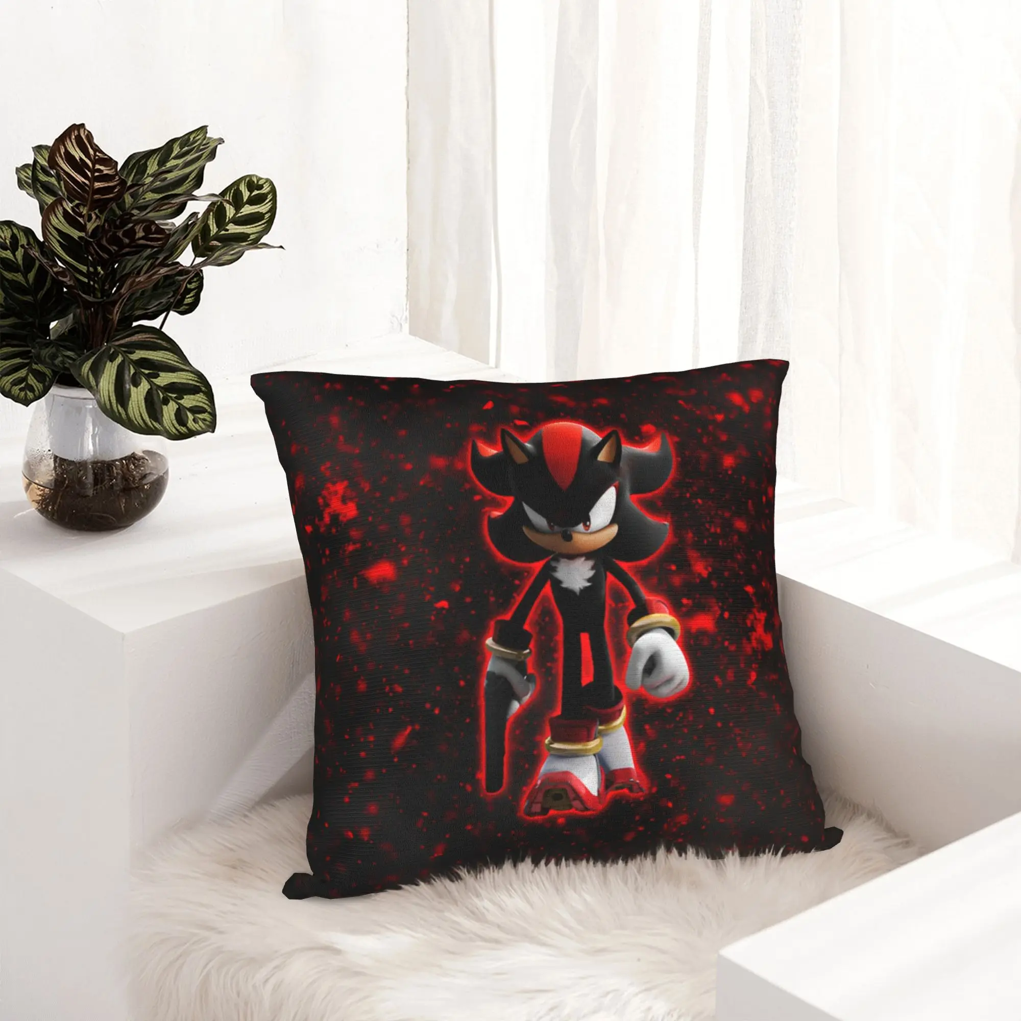 Shadow The Hedgehogs Pillowcase Soft Cushion Cover Decorations Cartoon Pillow Case Cover Home Zippered