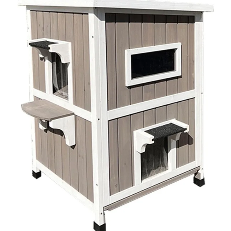 Outdoor cat nest rain protection sun protection cold four seasons universal cat house outdoor cat villa cage winter warmth