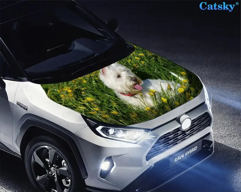 West Highland White Terrier Car hood side sticker vinyl racing paint accessories self adhesive painting for truck suv car decal