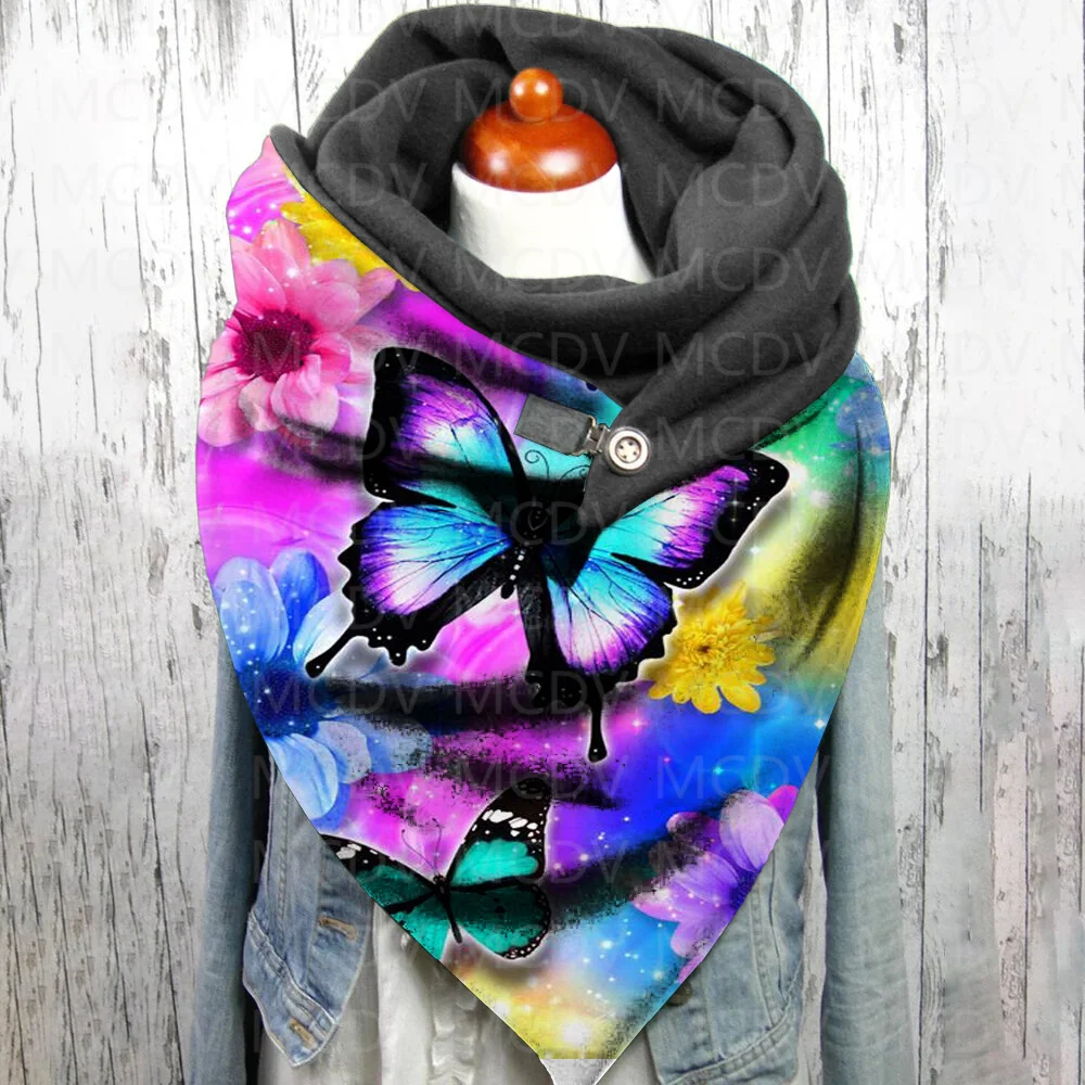 Butterfly 3D Printed Casual Scarf And Shawl for Women Warm and Comfortable Scarf 02