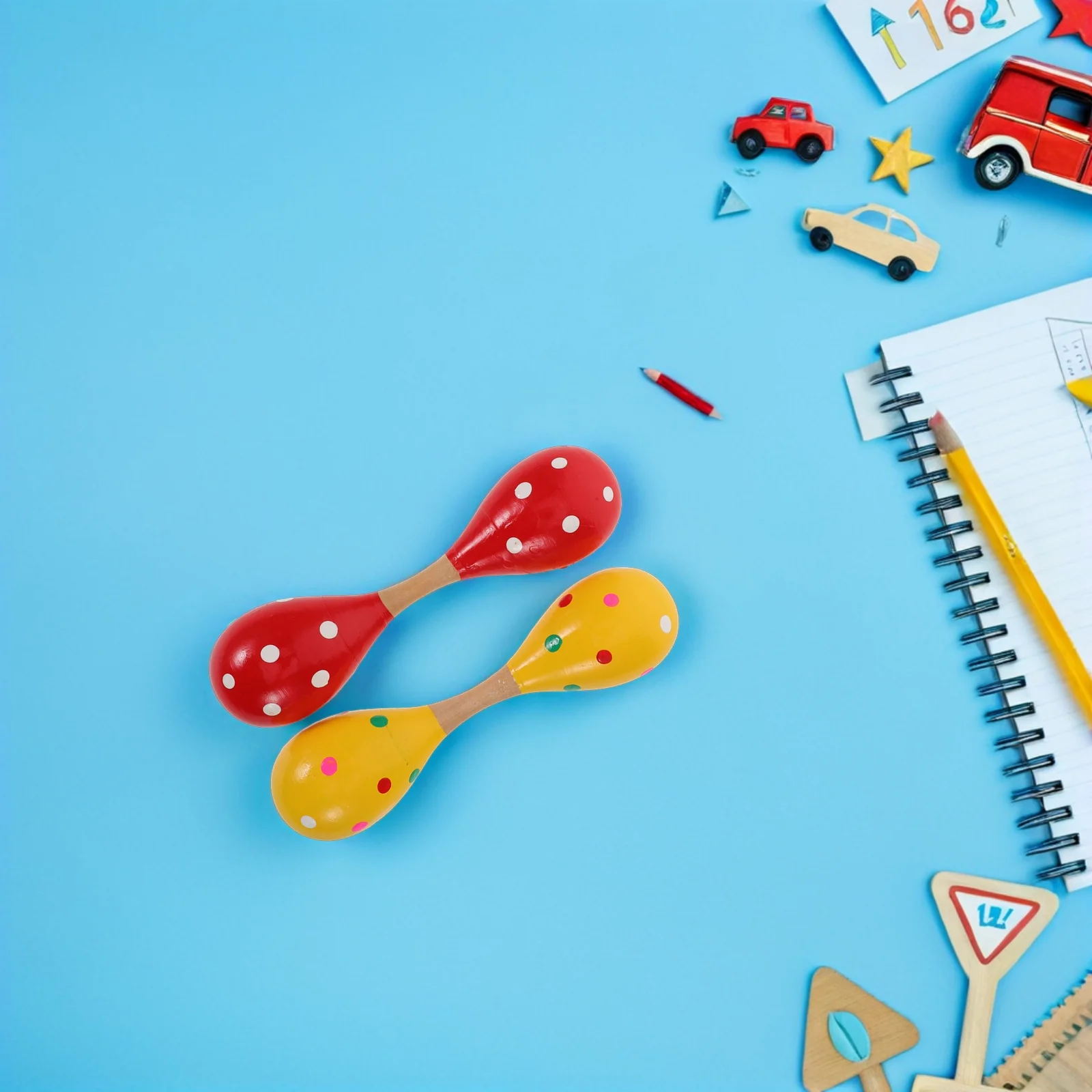 

2Pcs Wooden Double-Headed Shaker Baby Musical Instruments Early Education Maracas Toddler Rhythm Training Handheld Rattles