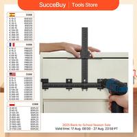 SucceBuy Cabinet Hardware Jig Aluminum Alloy Cabinet Handle Jig with Center Punch Adjustable Cabinet Hardware Template Tool
