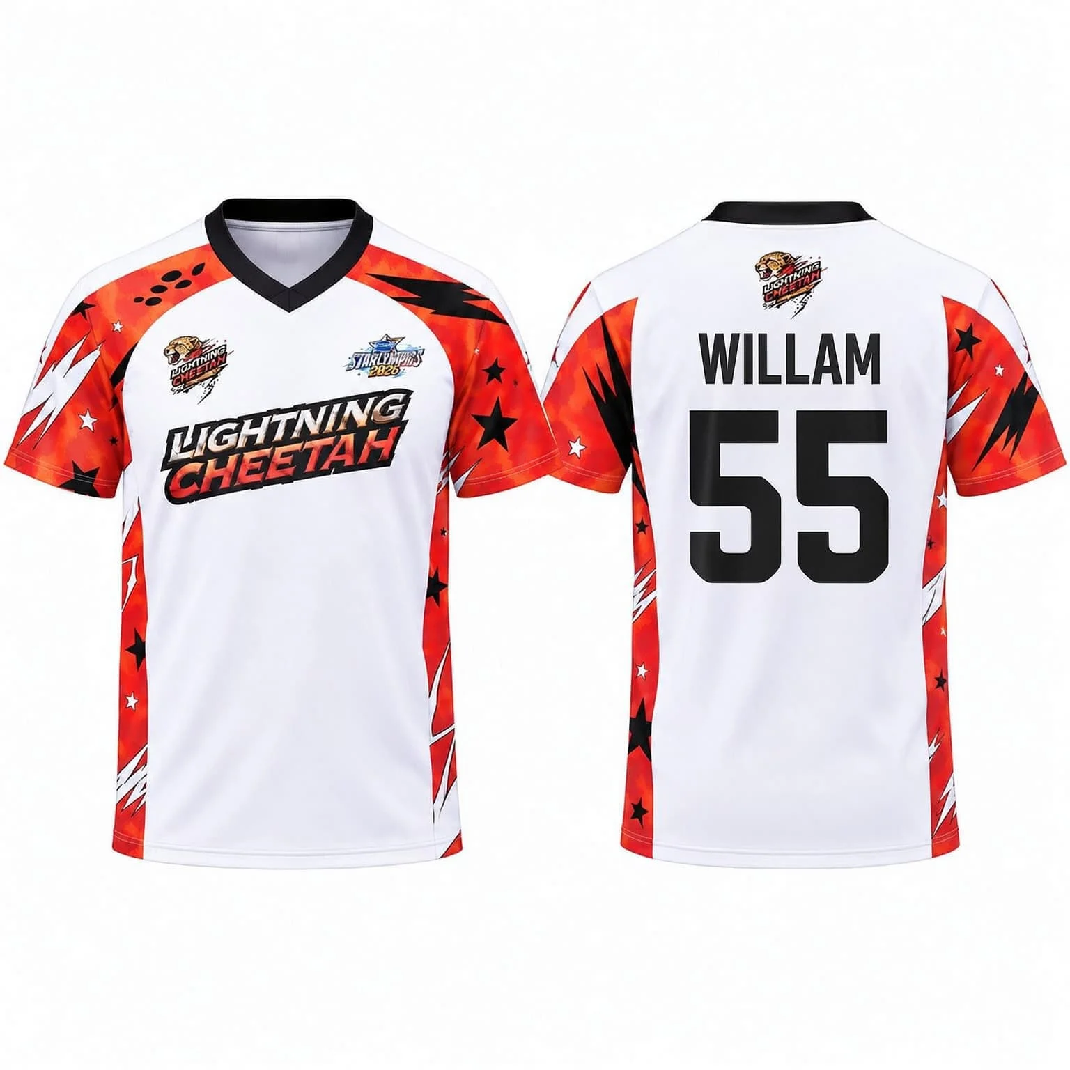 Gmmtv Starlympics 2026 Lightning Cheetah Trikot Thailand Fans Sport Unisex V-Ausschnitt T-Shirt Damen T-Shirt Herren T-Shirt Rotes Team-Trikot – Detail 12