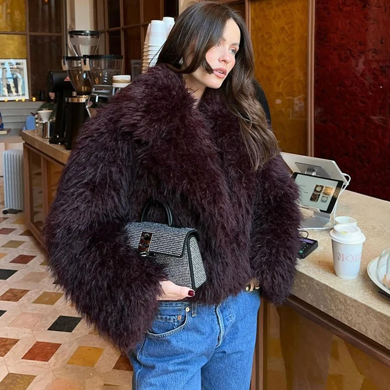 Tornova Winter 2025 Witte Nepbontjas Vrouwen Pluizige Eco Vossenbont Jas Meisjes Hot Cropped Overjas Herfst Warme Straat Vrouwelijke