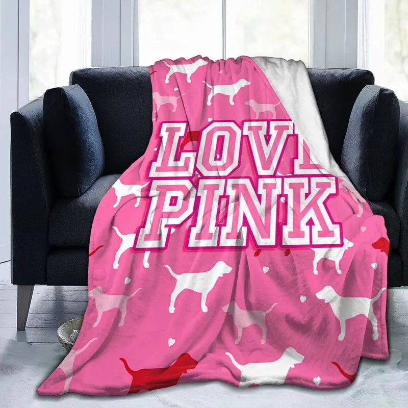 Pink Blanket Love Pink Throw Blankets for Adults Kids Soft Warm Cozy Fleece Flannel Blanket for Bed Sofa Couch Girl Gifts