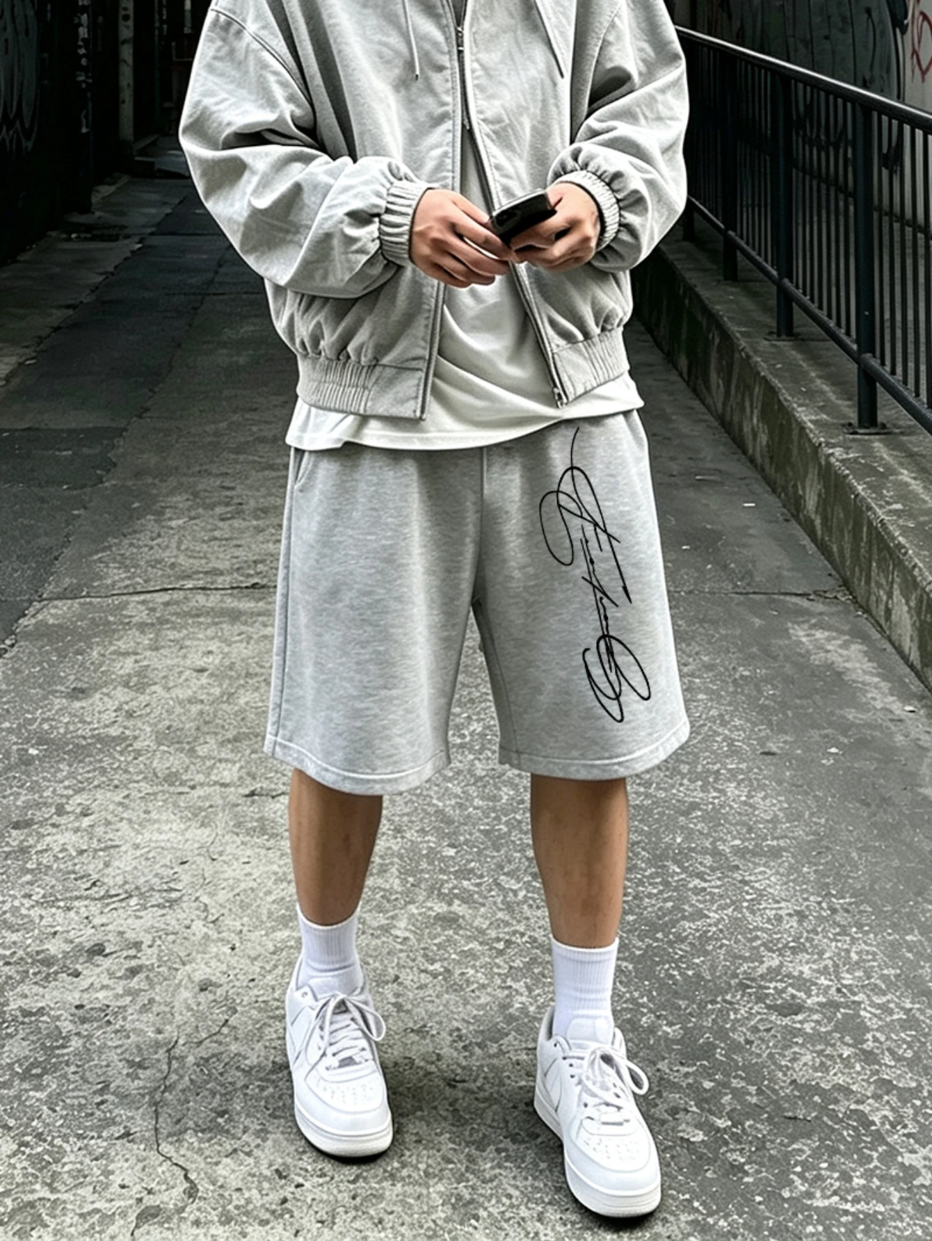 Polyester and Velvet Personalized Shorts 2026 Men'S Street Freedom Signature Font Pentagram Pants Men and Women Same Style