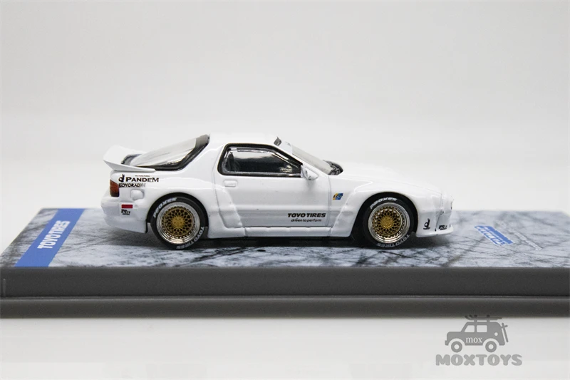 Tarmac Works x TOYOTIRES 1:64 Pandem Mazda RX-7 FC3S White Diecast Model Car