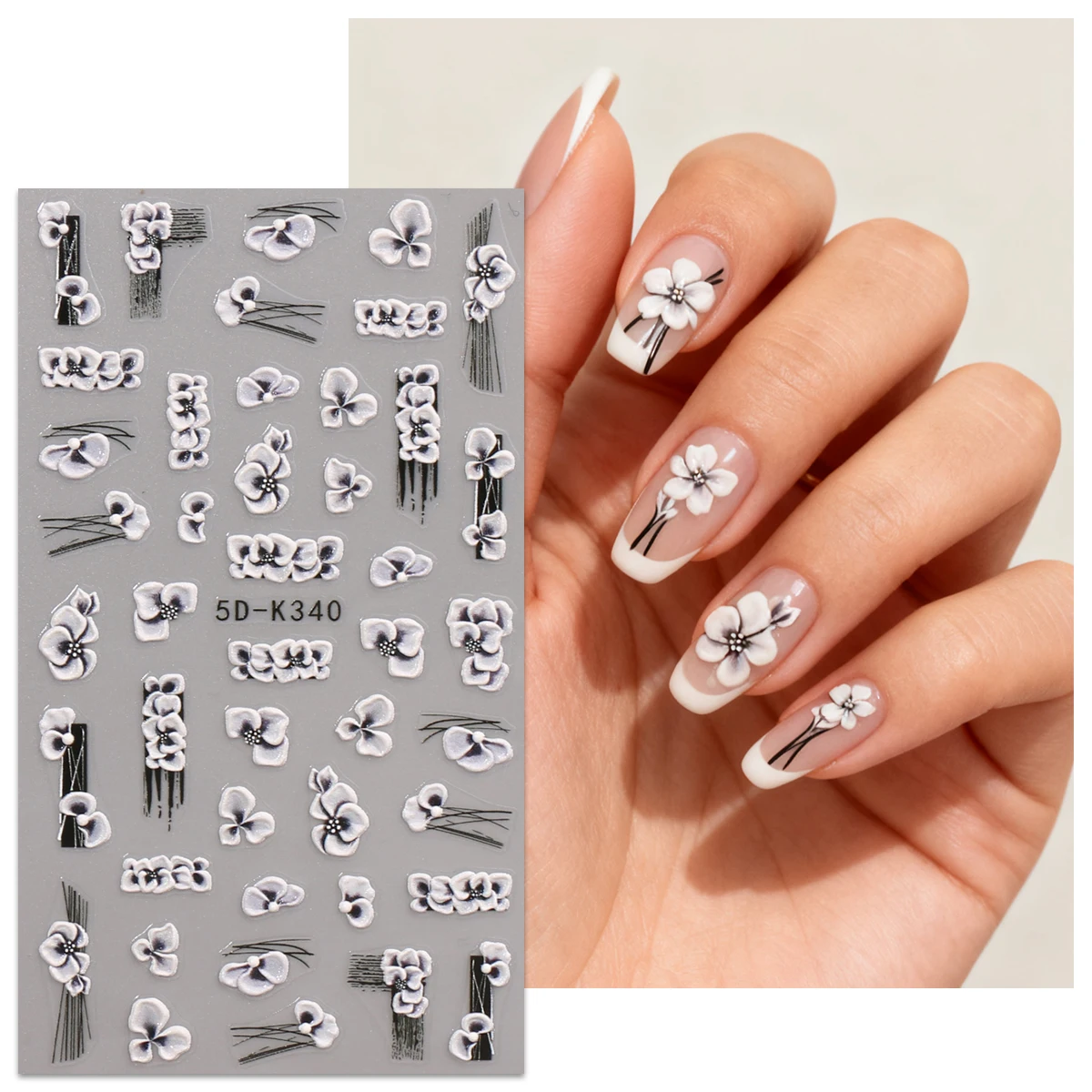 2pcs winter retro flower embossed nail art stickers, easy to apply for nail decoration, DIY, gift, party makeup look, artistic