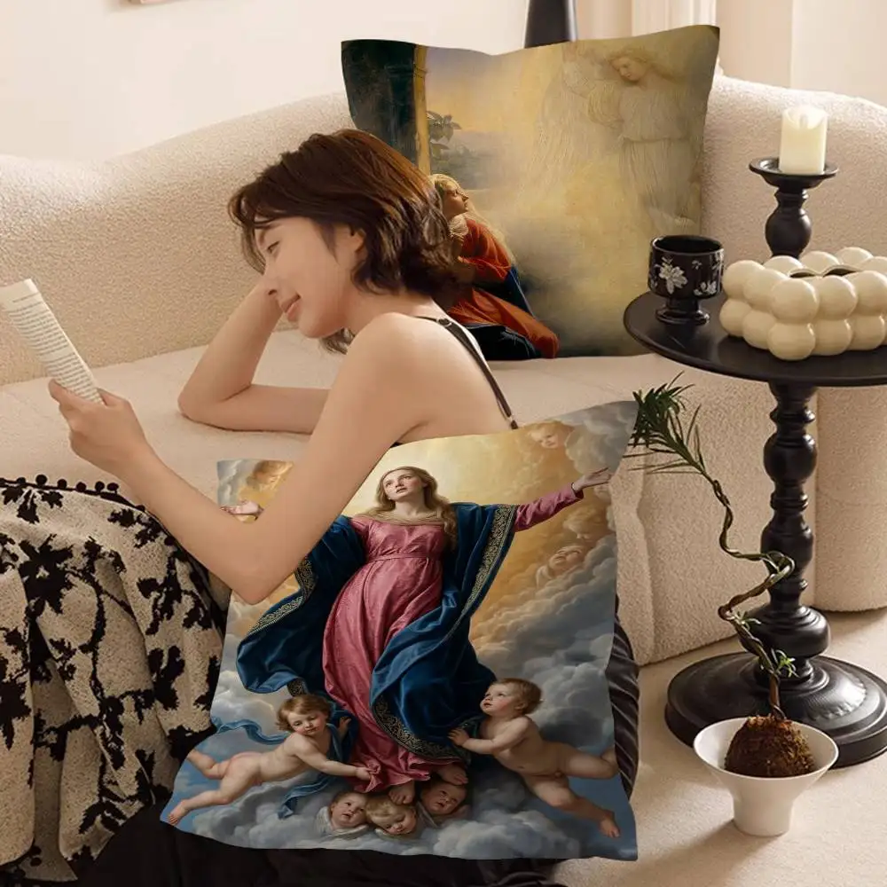 Vintage Virgin Mary Personalized Pillow Dust Cover Bedroom Kids Party Decoration Pillowcase Birthday Children Gift