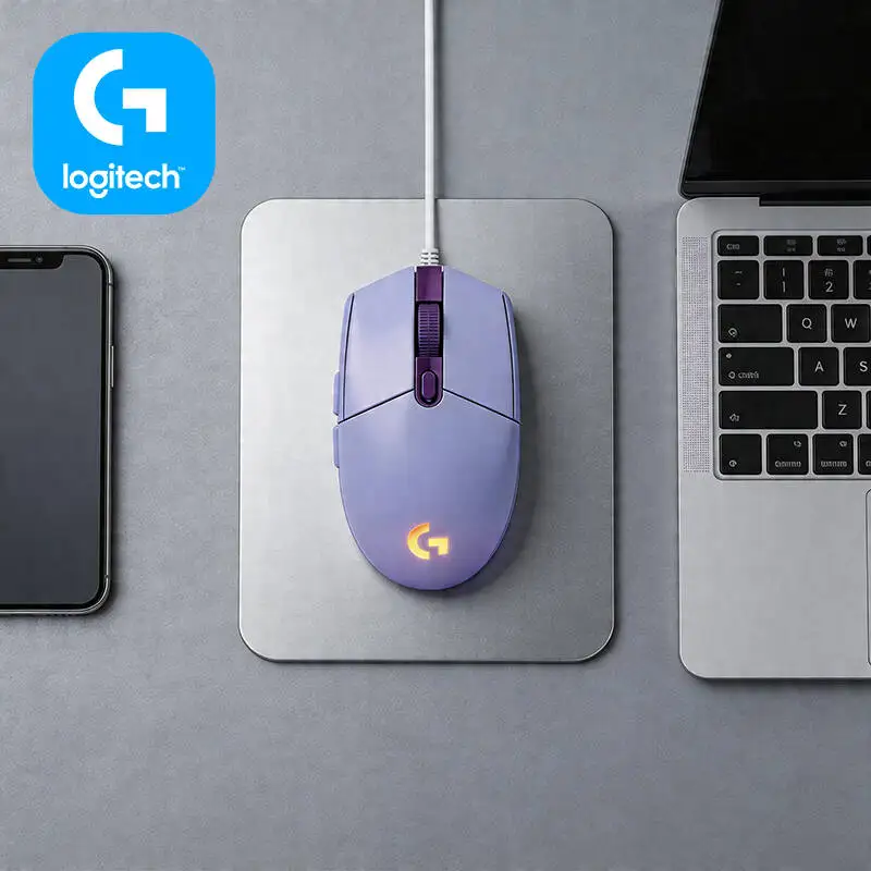 Logitech G203 LIGHTSYNC Gaming Mouse 8000 DPI Adjustable RGB Backlight 6 Buttons Mechanical Tensioning Mac PC Precise Tracking