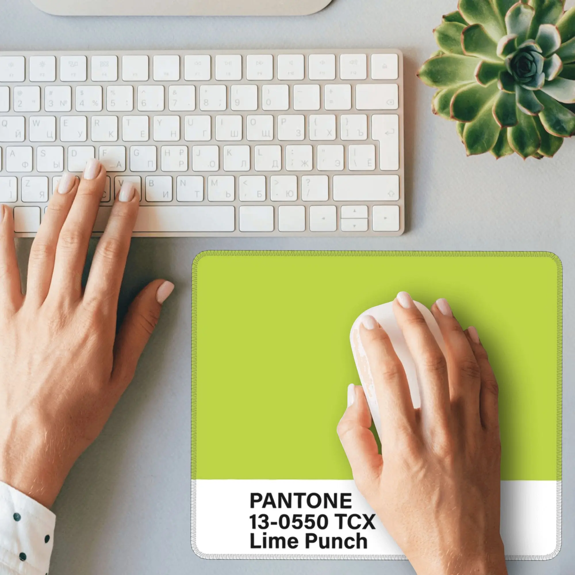 Pantone 13-0550 TCX Lime Punch Mouse Pad Keyboard Komputer Mouse Mat Gaming PC Laptop Desk Mat Alas Meja Kantor