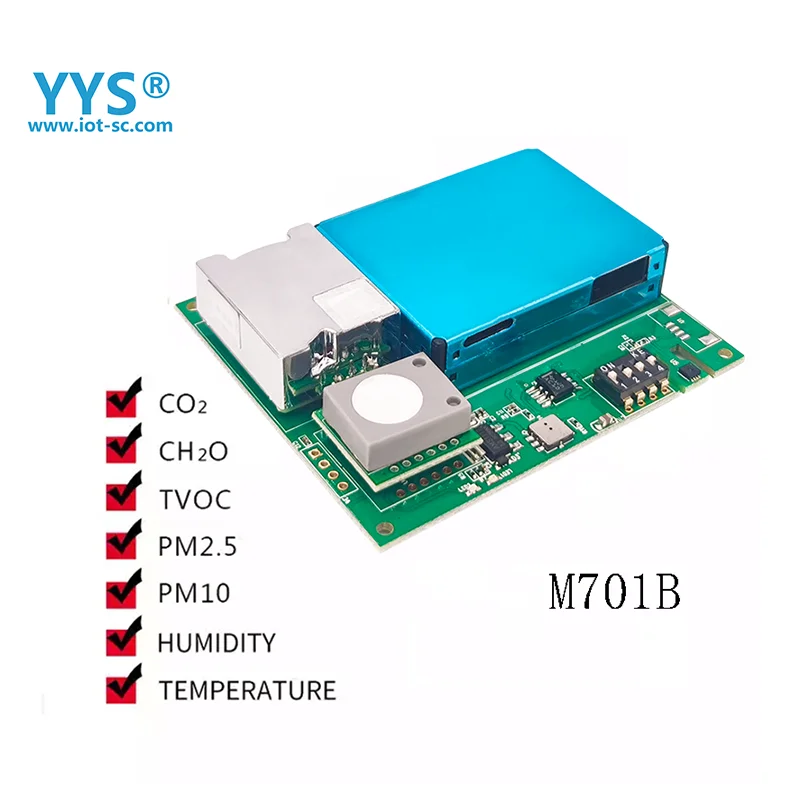 YYS 7 In1 Indoor Air Quality Sensor Co2 PM2.5 TVOC CH2O Gas Sensor Module With Temperature Humidity  Dust Sensor M701B