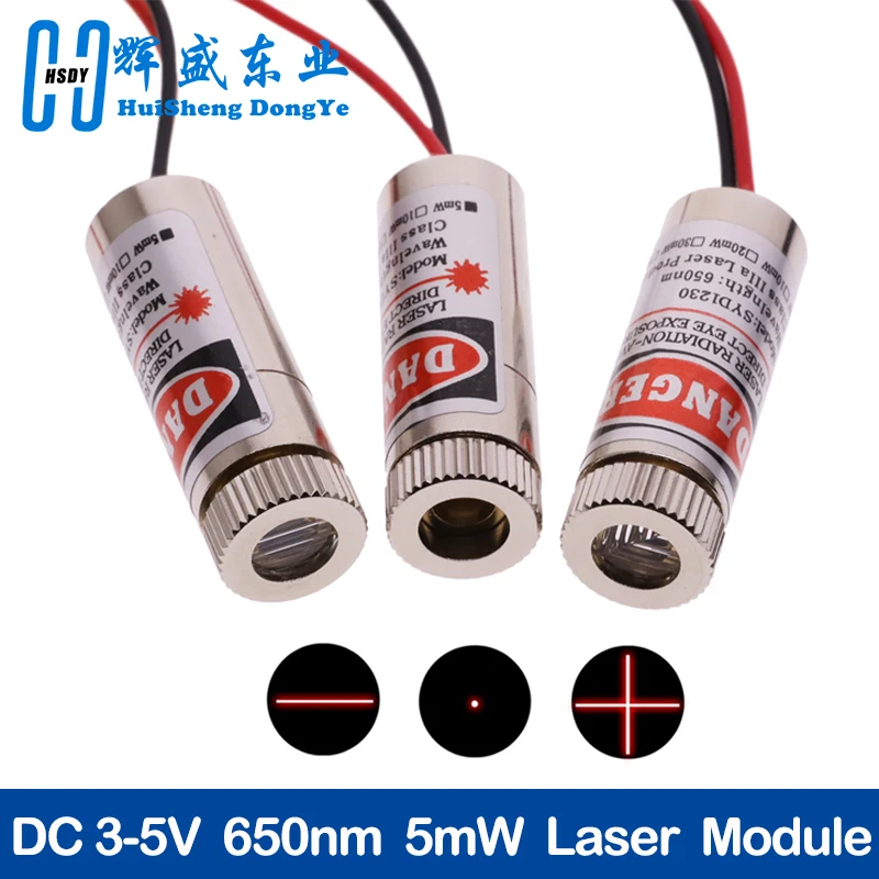 650nm 5mW Red Point / Line / Cross modulo Laser testa lente in vetro messa a fuoco focalizzabile testa a diodi Laser regolabile classe industriale