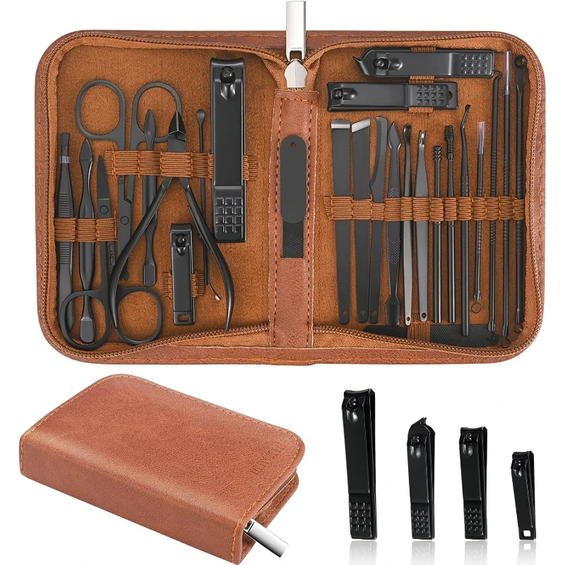 

Manicure Set Professional Nail Clipper Kit-26/32 Pieces Stainless Steel Manicure Kit,Nail Care Tools with Luxurious Travel Case