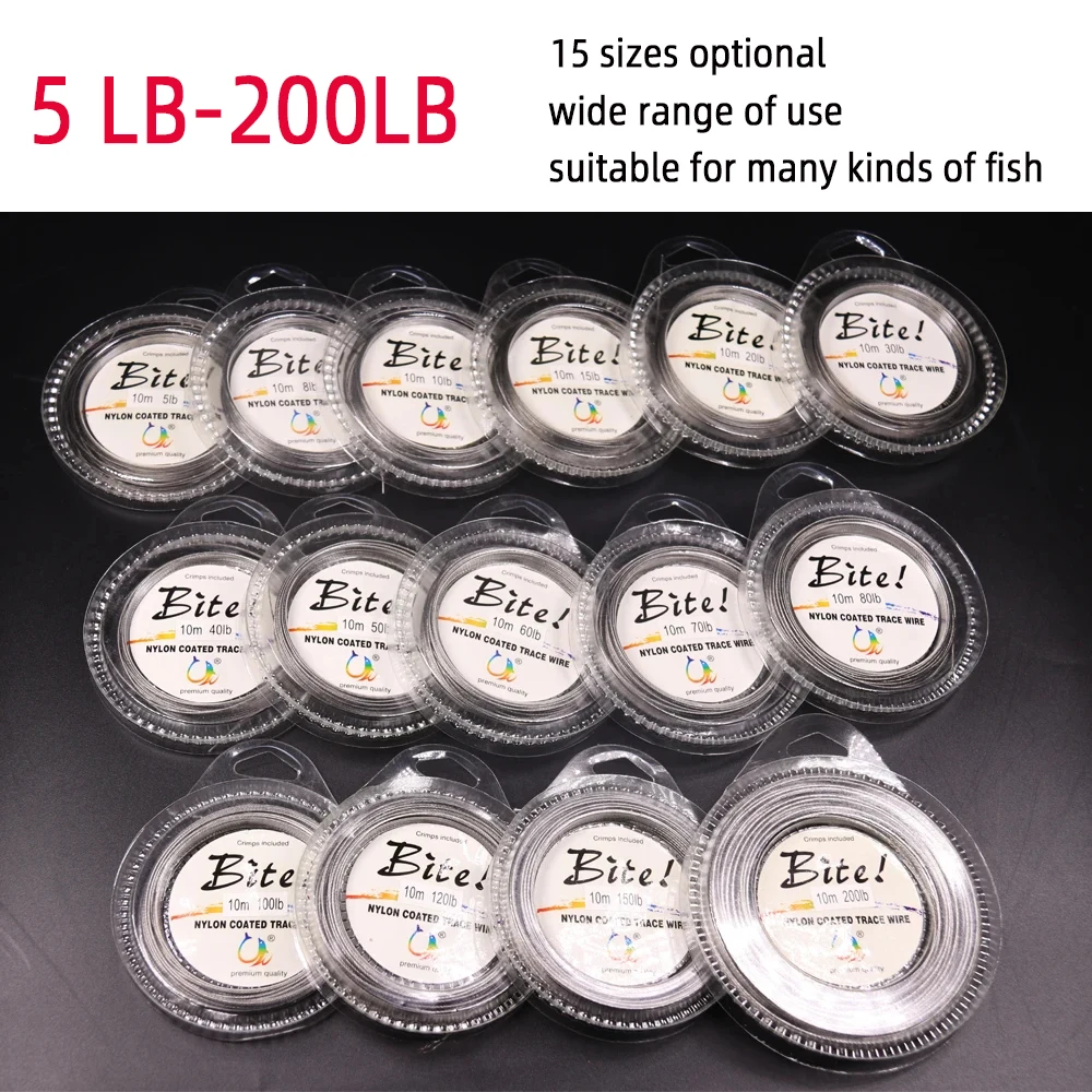 32,8 Fuß Angeln 7 Stränge geflochtener Edelstahldraht Nylonbeschichteter Spurdraht 5 lb-200 lb Rigs Jigging Köder Angeln Vorfachschnur – Detail 7