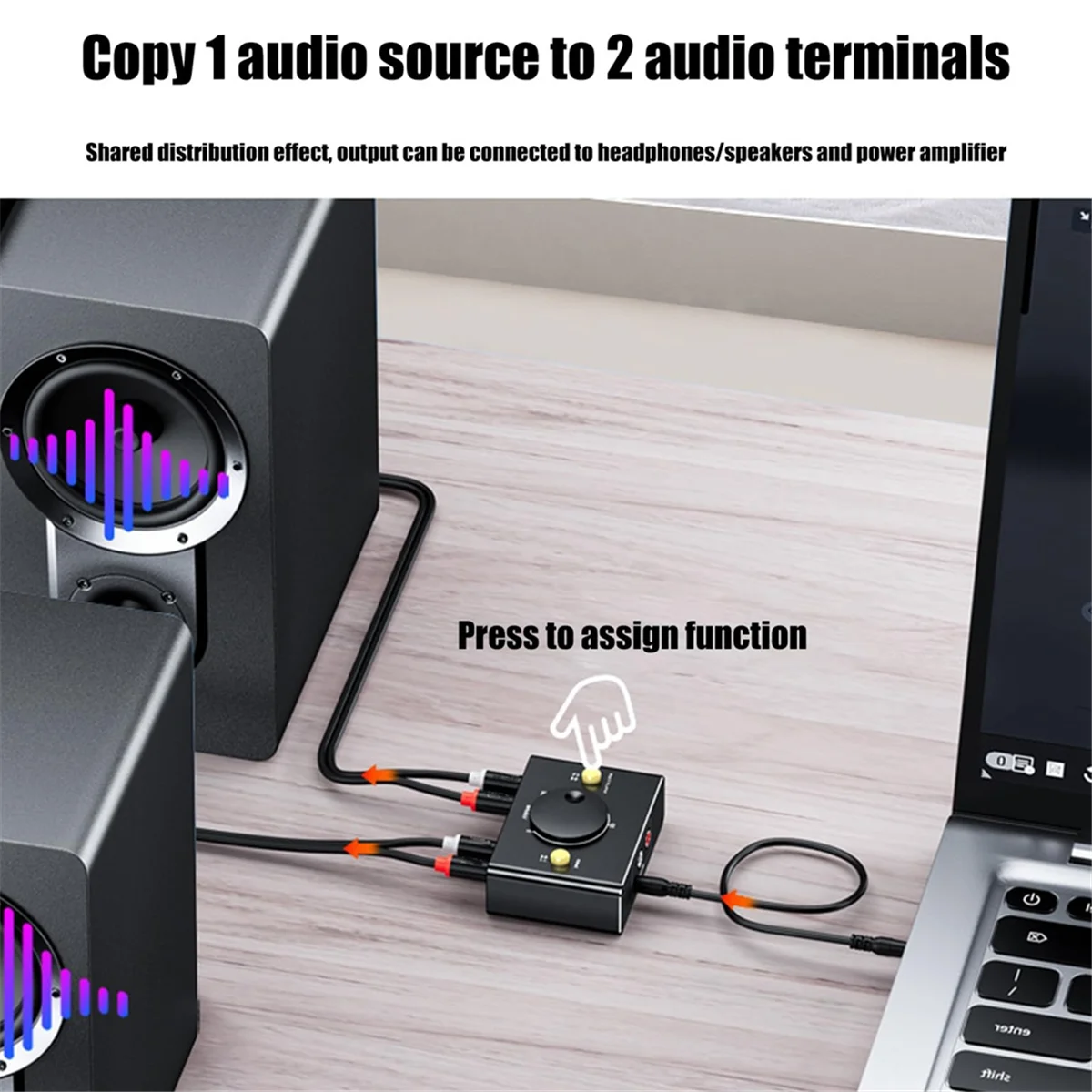 

XFDE 3.5mm to 2RCA Audio Switcher Bidrectional Switcher 1 in 2 Out or 2 in 1 Out Dual RCA to 3.5mm Splitter Switcher