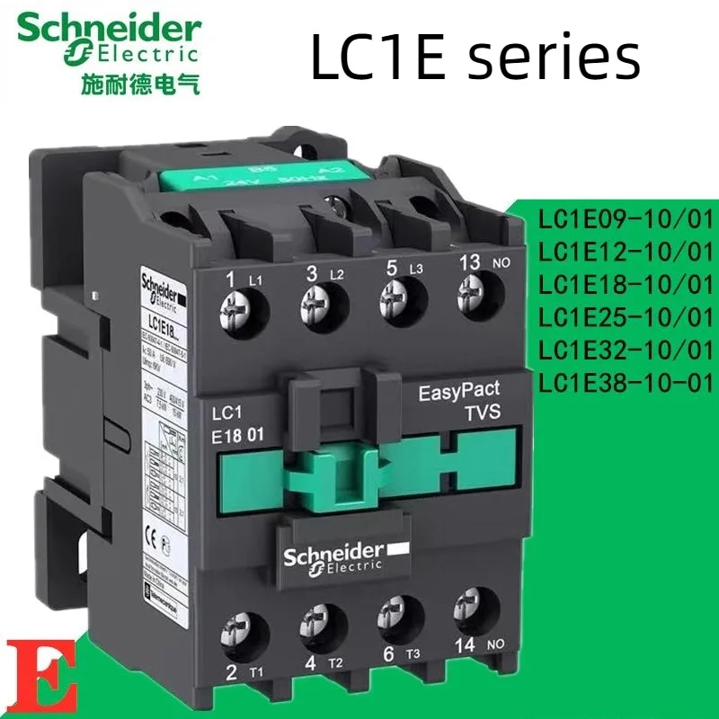 Schneider AC Contactor LC1E-0910/1210/1810/2510/3210/3810/0901/1201/1801/2501/3201/3801 24V/48V/110V/220V/380V 4-pole contactor