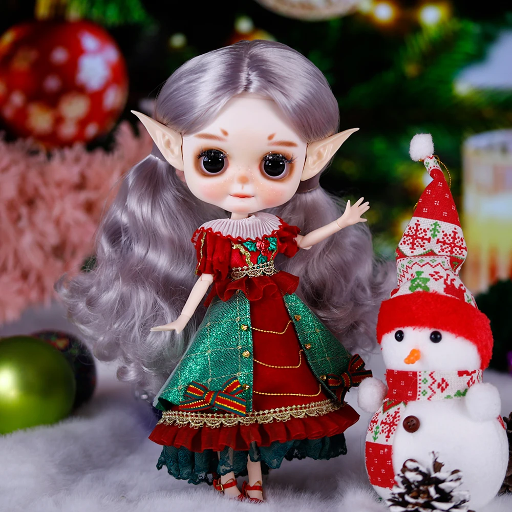 

Кукла ICY DBS Blyth 30 см, Санта-Эльф, рождественский наряд, лицо с эффектом прикусывания губ, светлая кожа, BJD, 19 суставов, тело 1/6, модные праздничные подарки для девочек