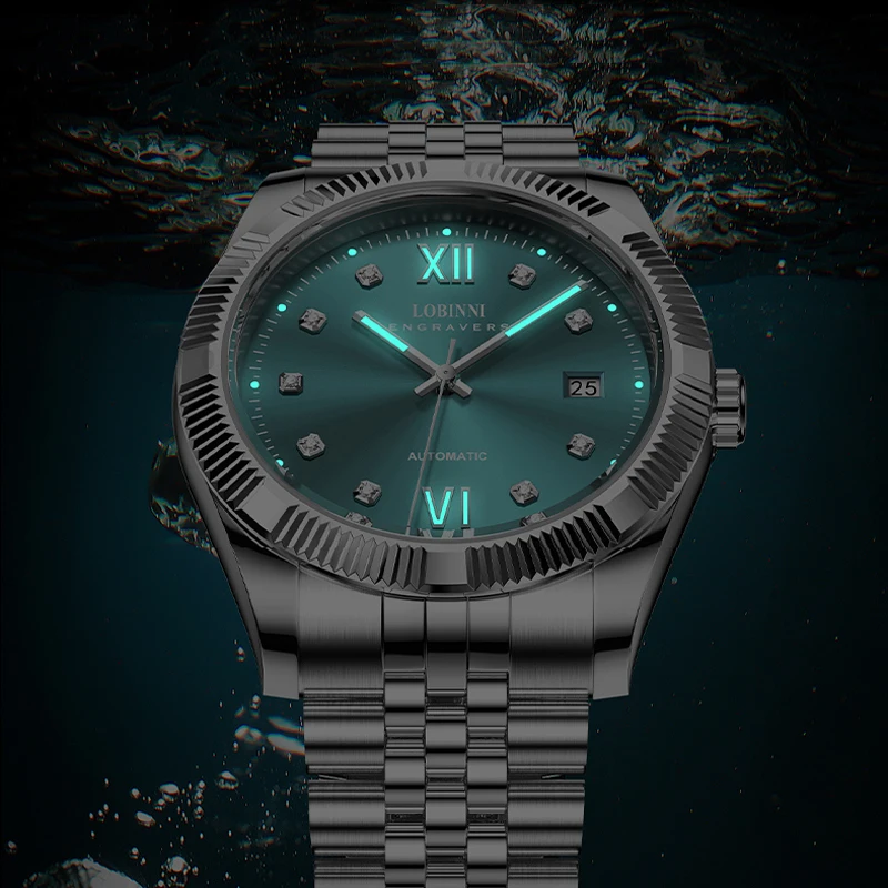 LOBINNI acciaio inossidabile 316L orologio da polso meccanico automatico maschile MIYOTA 8215 movimento zaffiro specchio Waterpoor orologi da uomo